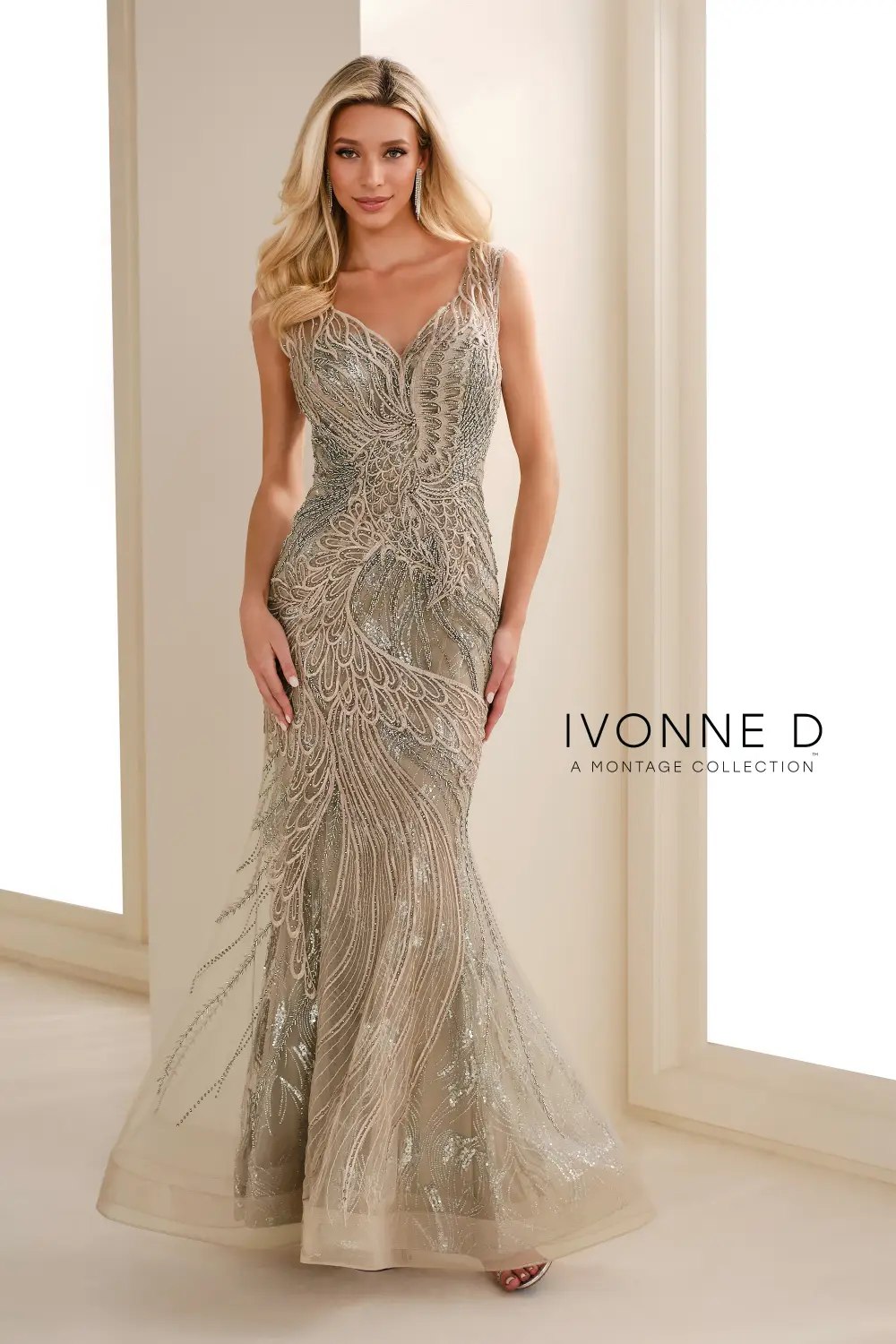 model wearing a Jovani evening gown
