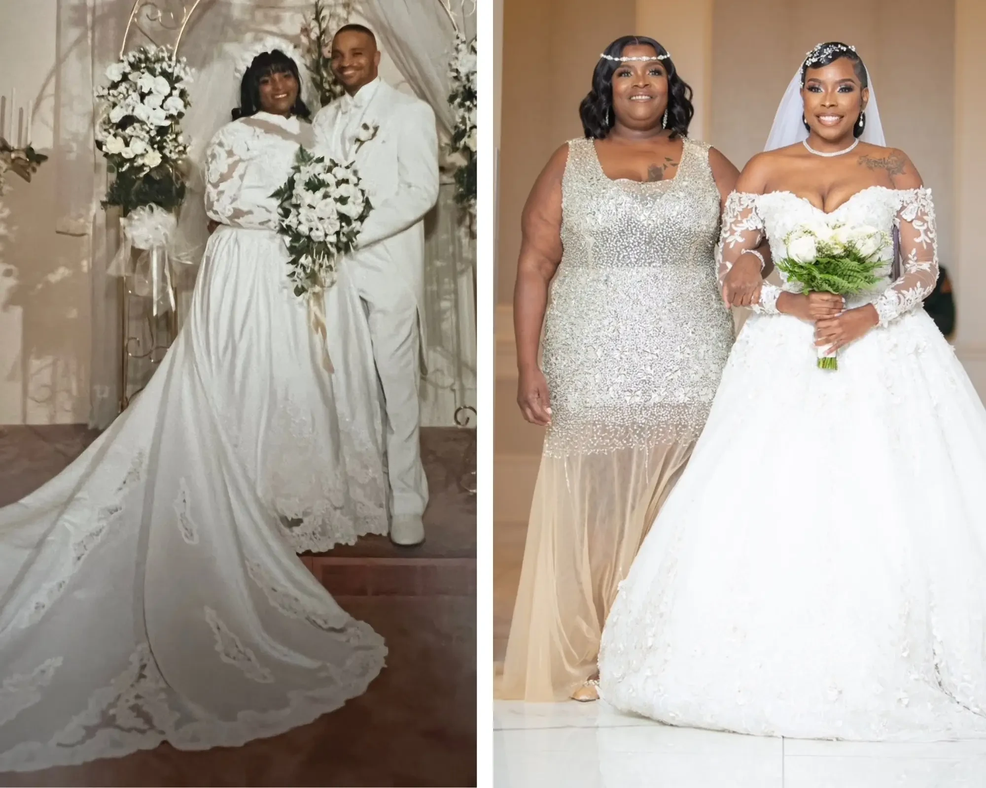 Darnisha and her mother Jackie wearing bridal gowns from Alessandra Bridal